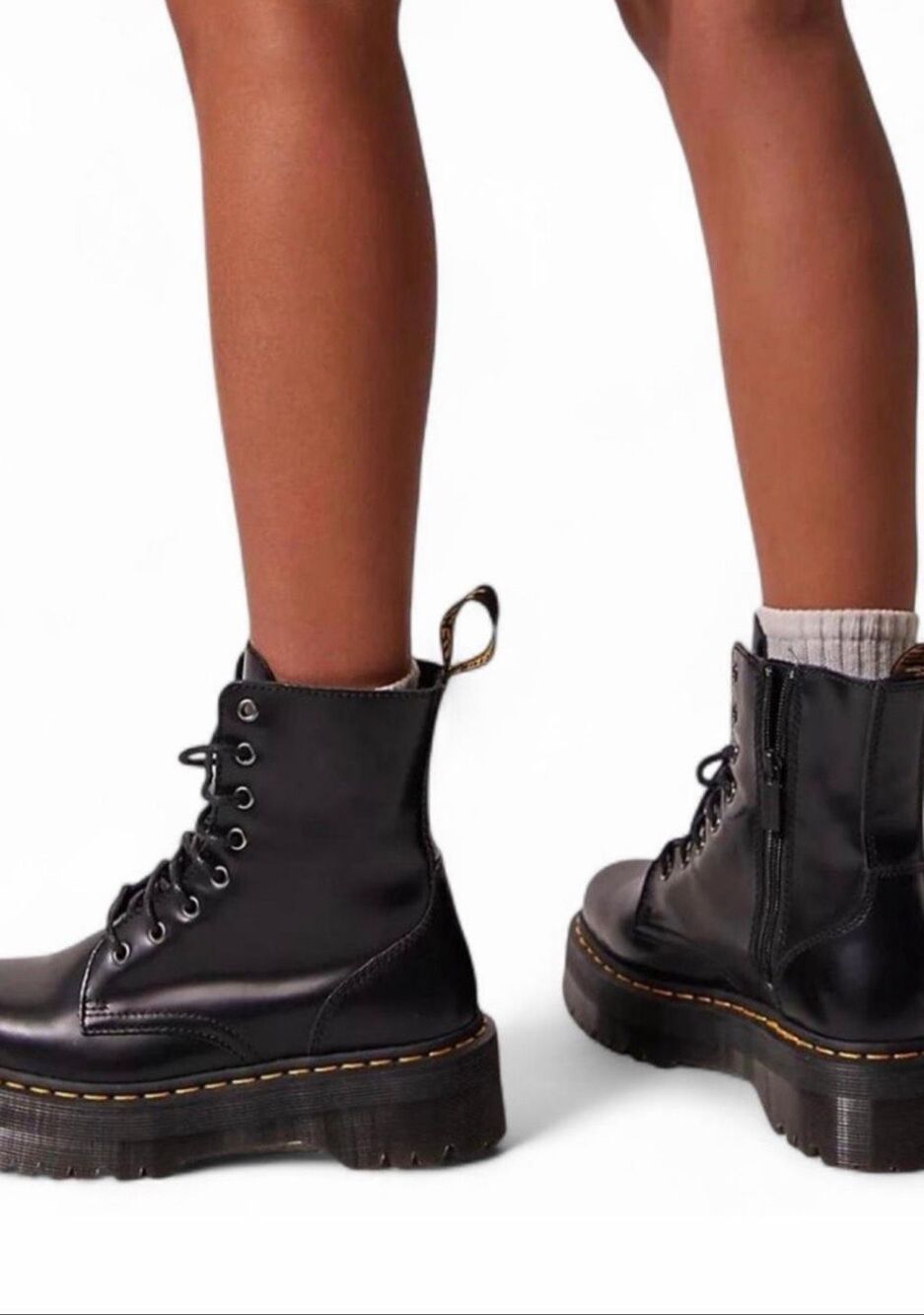 DR MARTENS Jadon Black Smooth Boots Size US 7 Side Zip Leather Platform - Picture 12 of 14